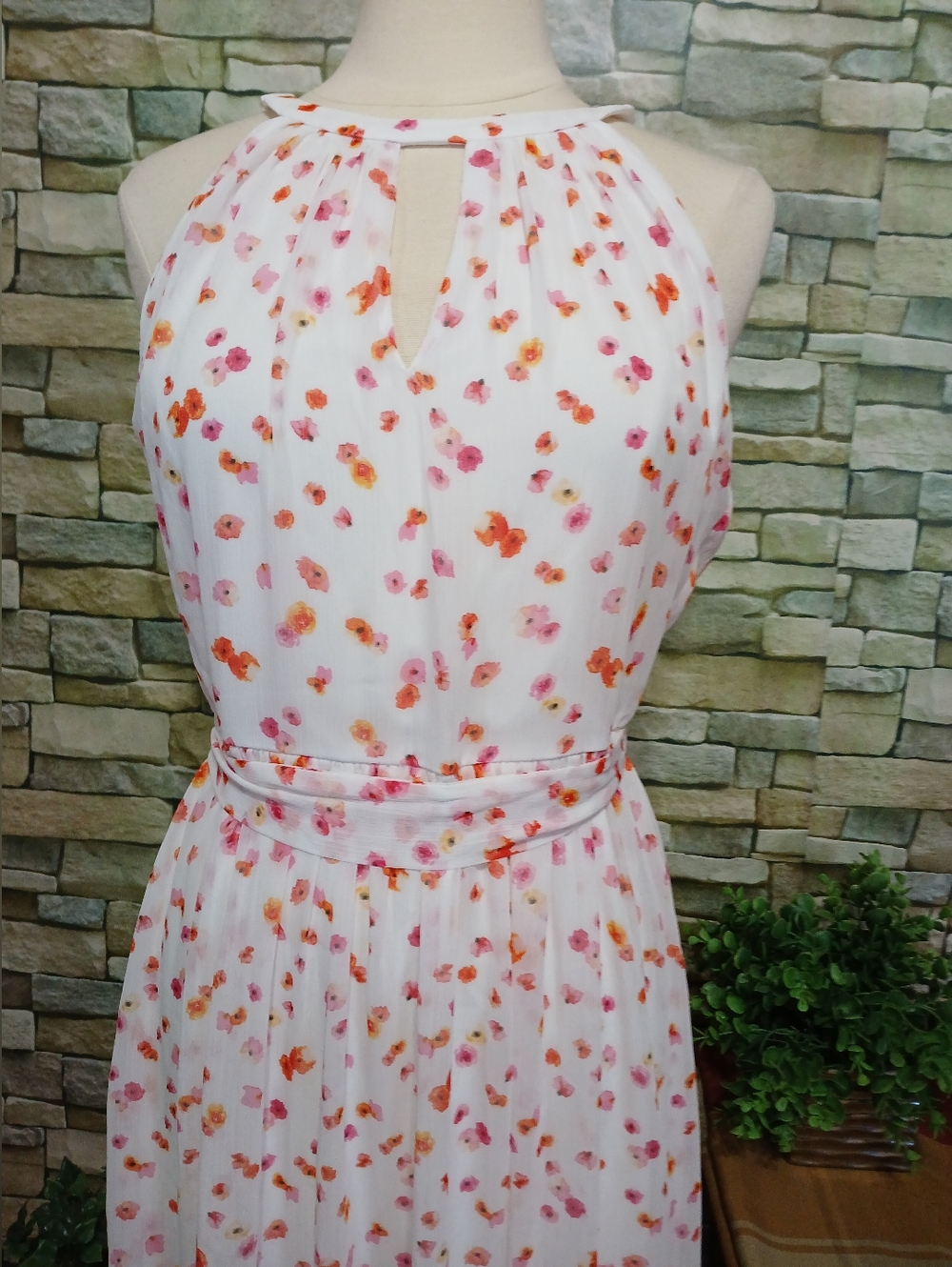 New DKNY Floral Belted Long Dress Size 10 Whimsigoth Feminine Romantic - Picture 2 of 6